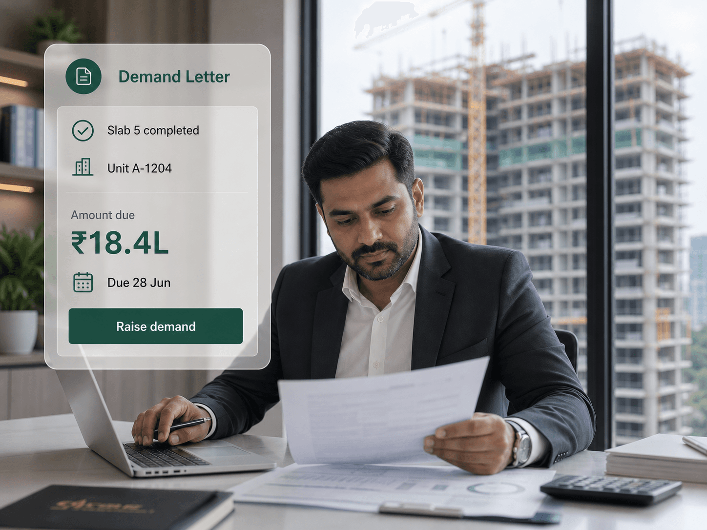 Brixi raising a construction-linked demand letter for a real estate unit