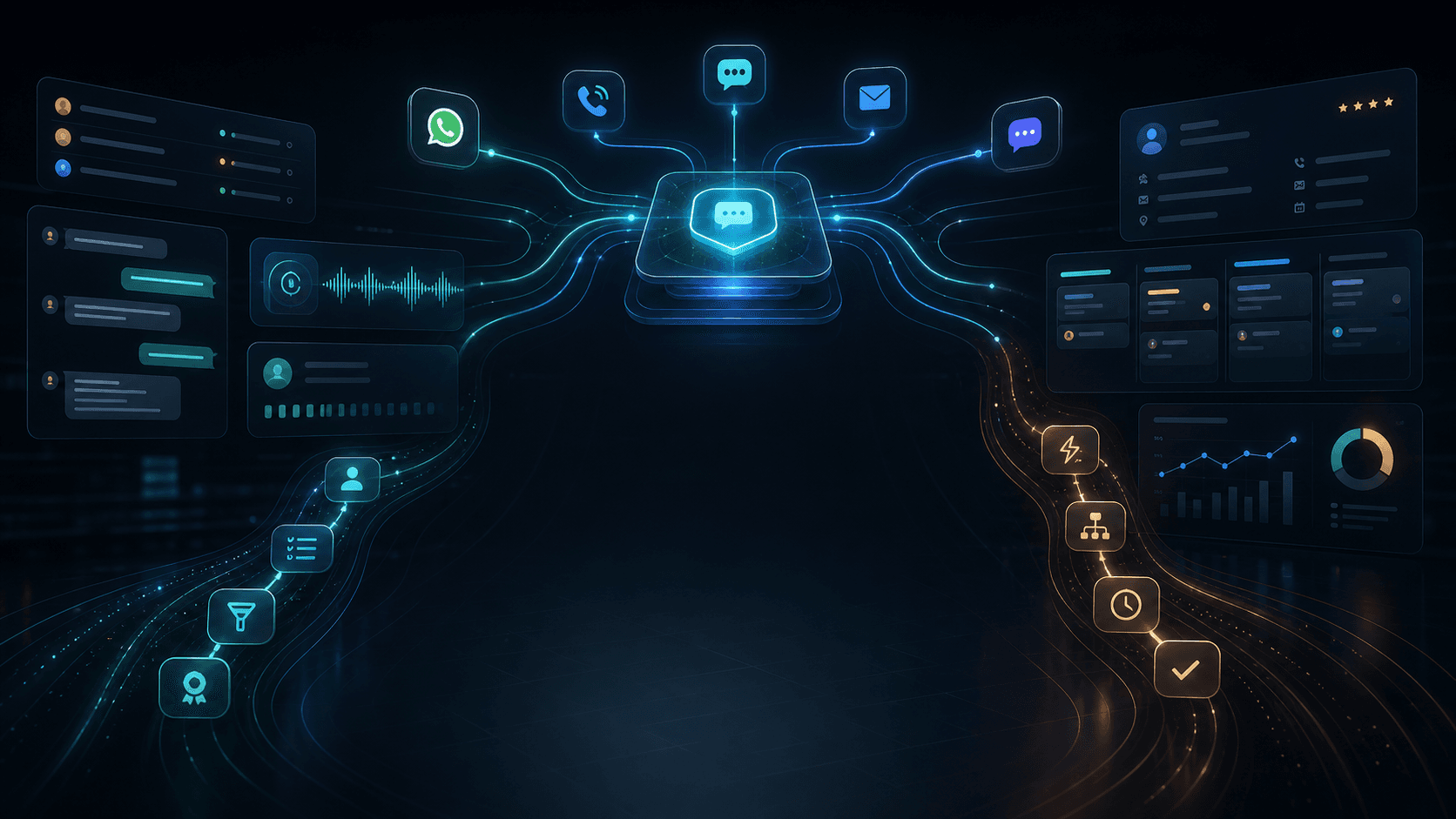 Brixi AI agent connected to voice, WhatsApp, website, and CRM workflows