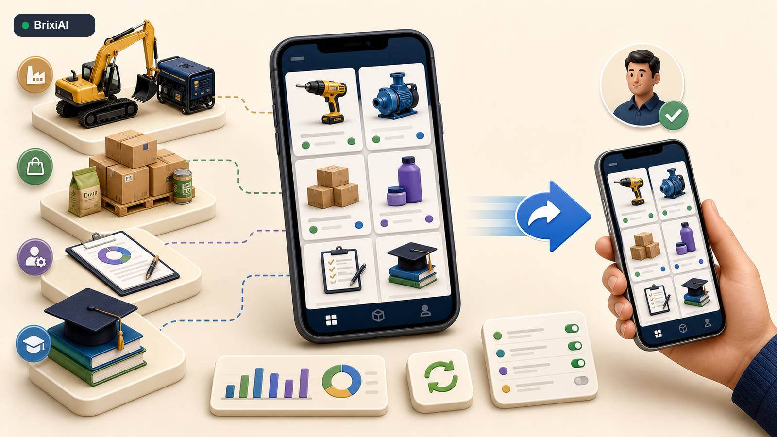 A mobile product and service catalogue matching customer requirements to available items and shareable information.