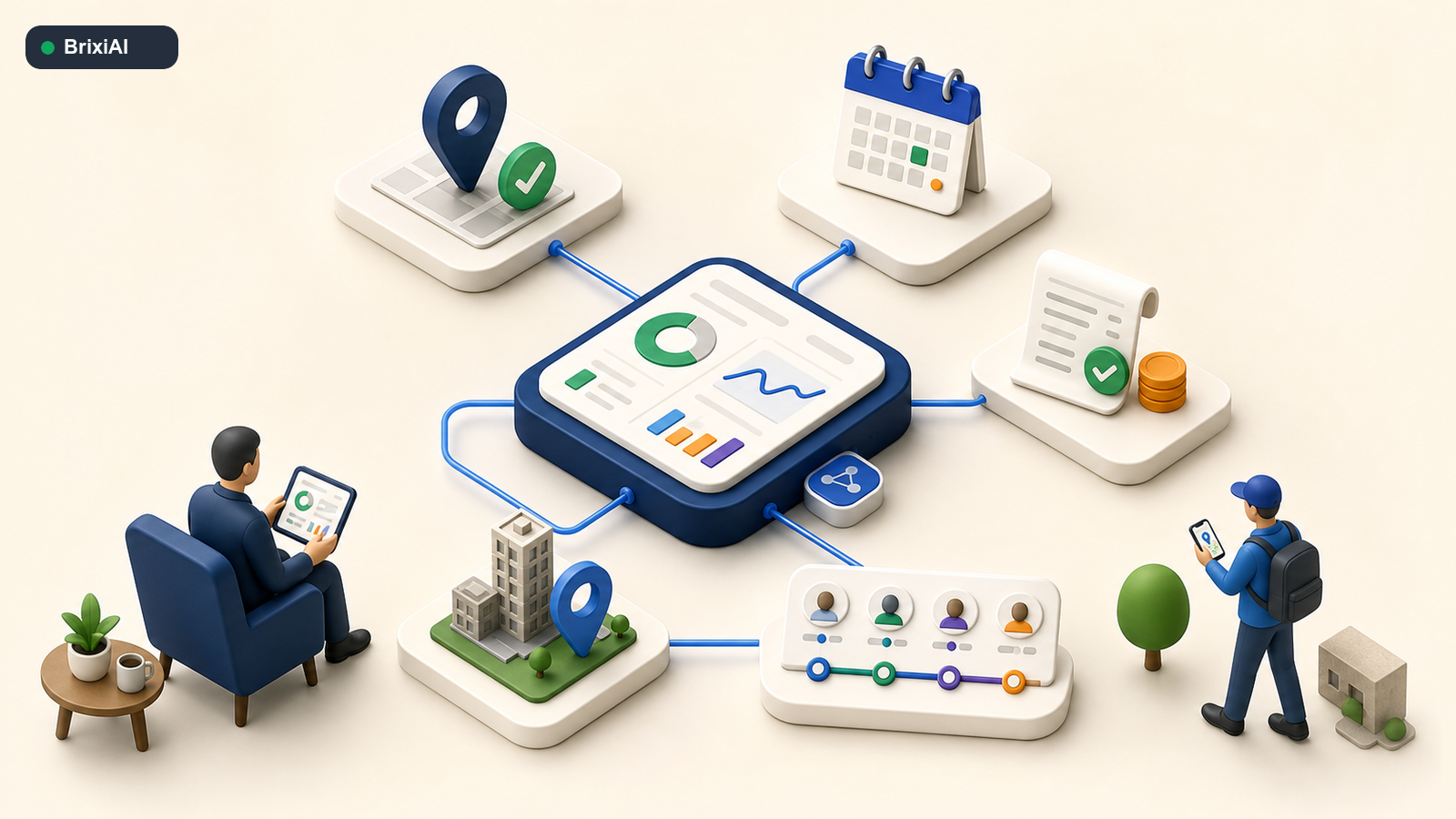 A mobile operations hub connecting attendance, leave, expenses, site visits, buyer activities, and manager visibility.
